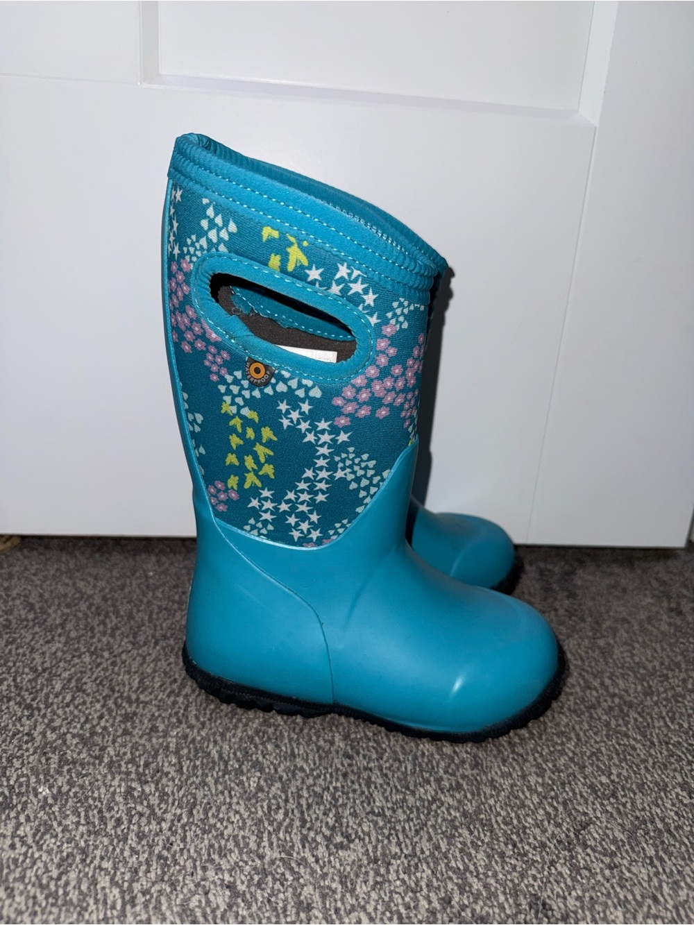 Bogs York Butterfly Star HiK Kids Waterproof Rain Boots Blue Floral Size 10